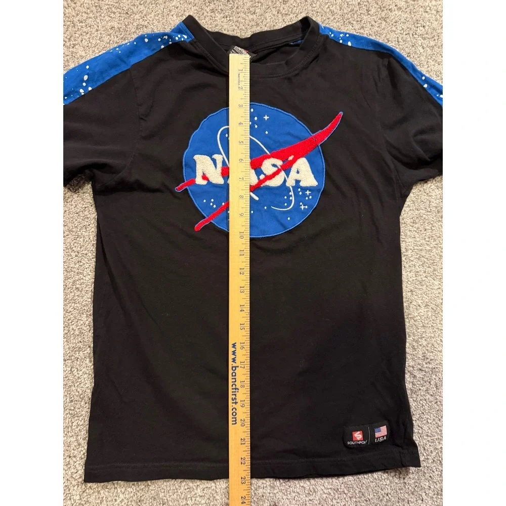 Southpole‎ NASA Logo Graphic T Shirt Mens Small Black Blue Space
